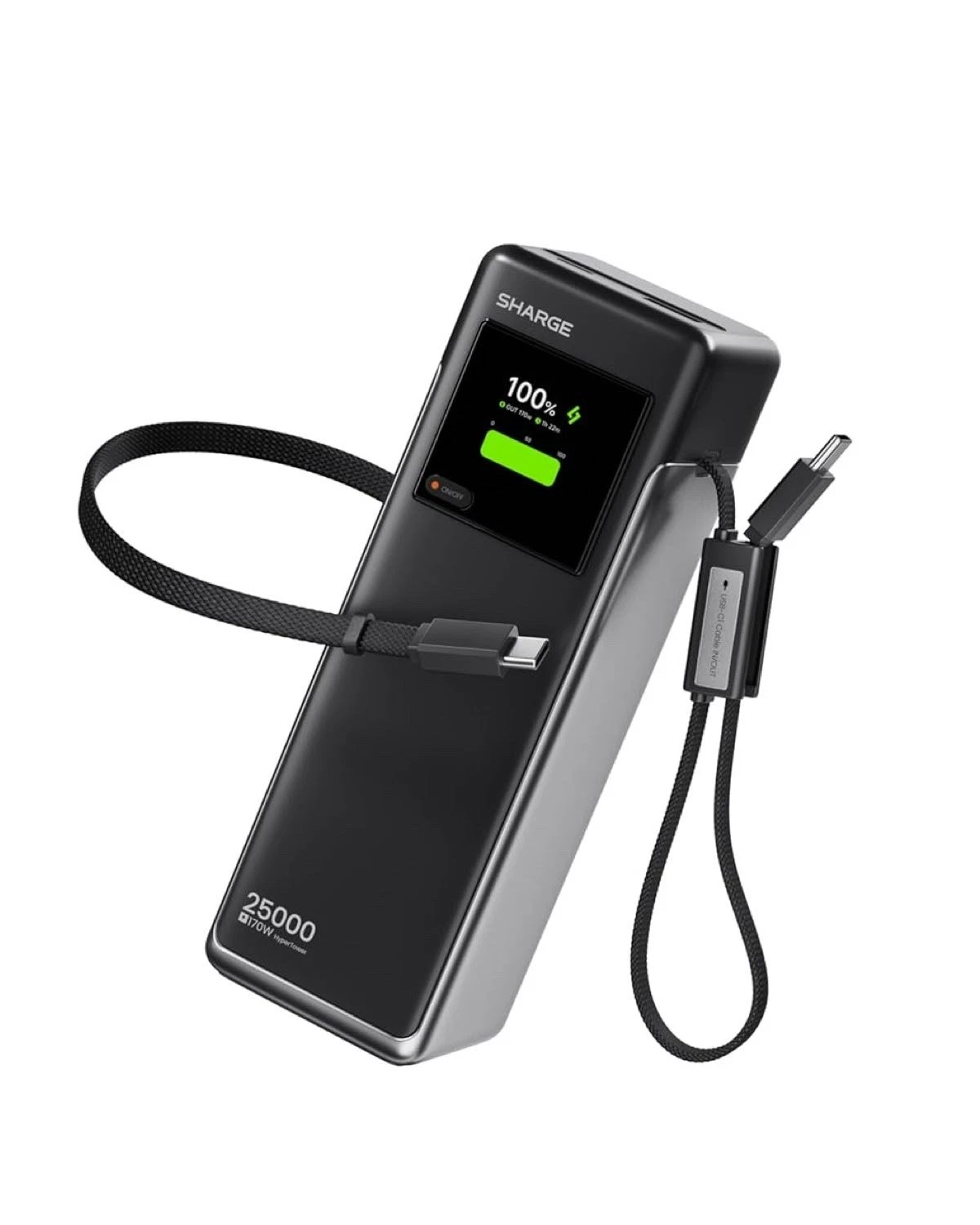 Sharge 25000mAh 170W Portable Power Bank with Retractable Cable