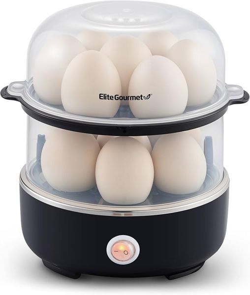 Elite Gourmet electric egg cooker EGC1215B, stainless steel